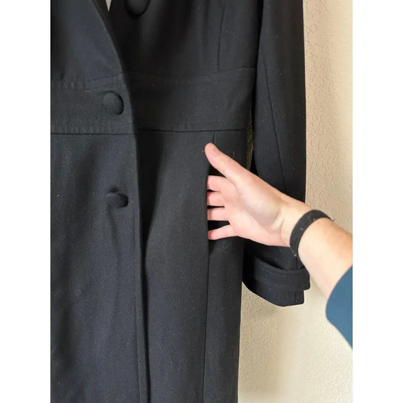 J. Crew Womens Size 4 Black Lady Day Coat Double Breasted Long Wool Peacoat - Picture 14 of 16